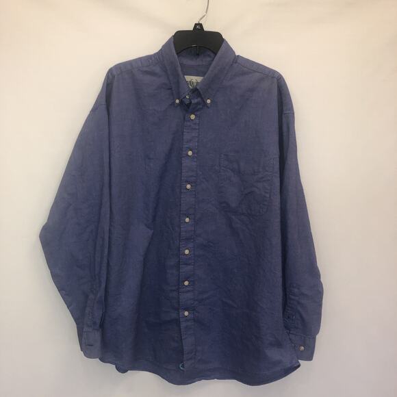 Rivercrest Button Up Adult XL Mens Blue Long Sleeve 100% Cotton Shirt - Picture 1 of 10